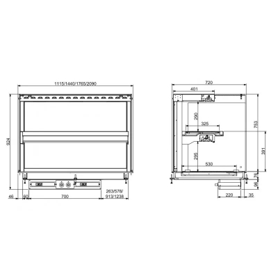 DROP-IN VITRINE COURBEE CHAUFFANTE AVEC PLAQUE VITRO CERAMIQUE MODELE MURAL - NOIR 4/1